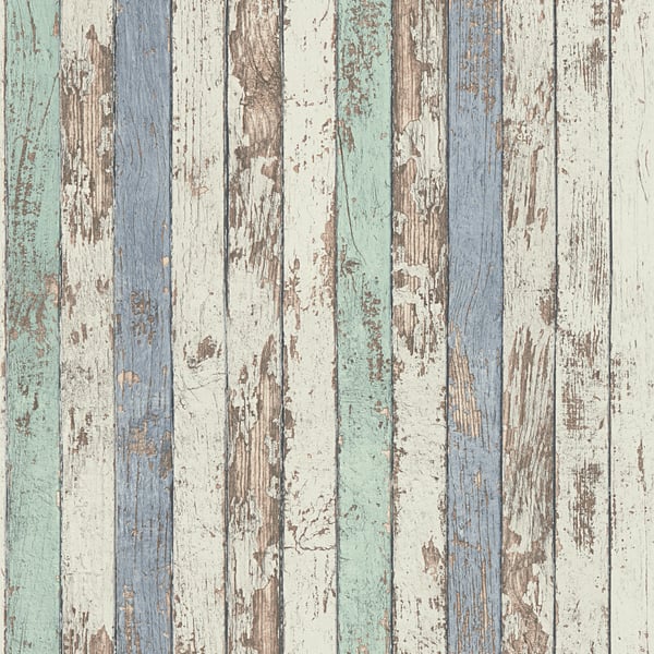 Galerie WW22234 Blue Brown White Narrow Wood Stripe Effect Motif - Eade's Wallpaper