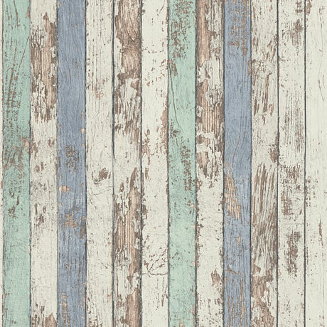 Galerie WW22234 Blue Brown White Narrow Wood Stripe Effect Motif - Eade's Wallpaper