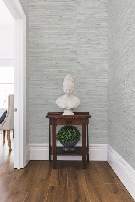 York Y6201602 Lustrous Grasscloth Silver Wallpaper