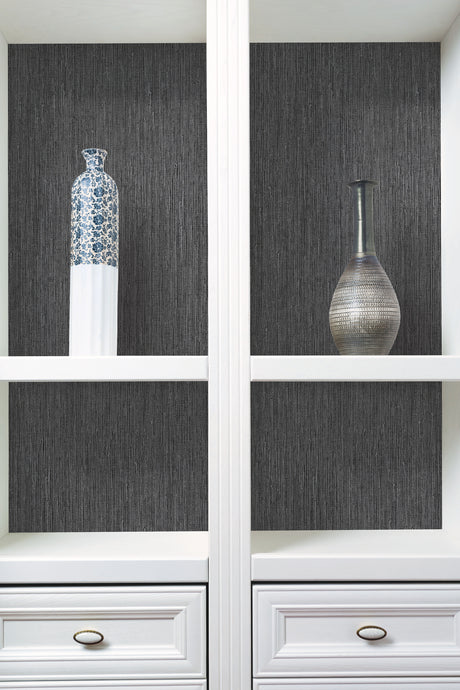 York Y6201801 Seagrass Black & Silver Wallpaper