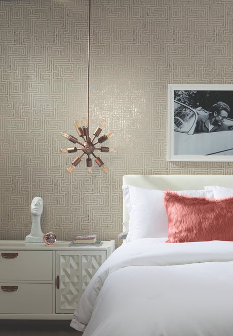 York Y6220202 A Maze White Wallpaper
