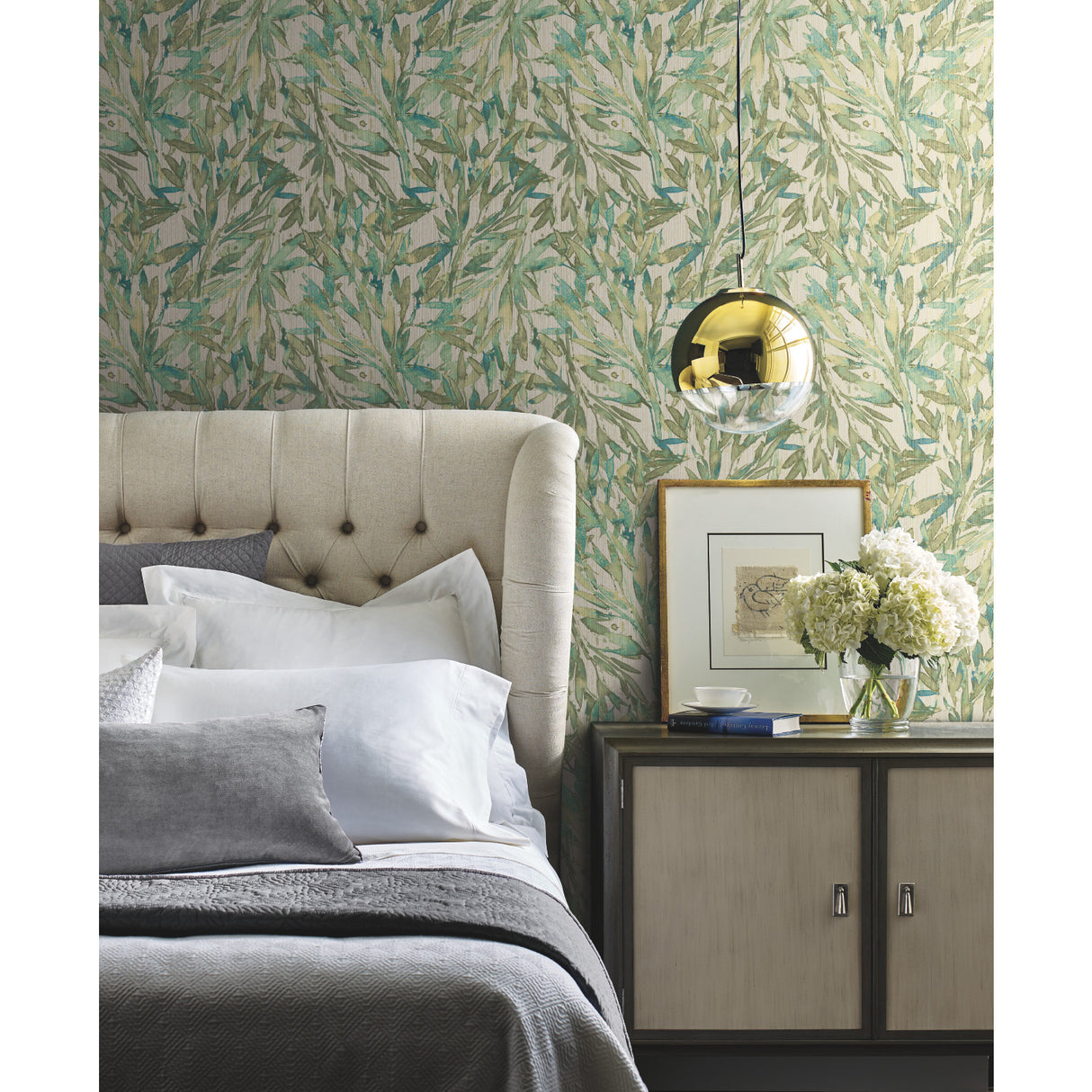 York Y6230705 Rainforest Leaves Teal Wallpaper