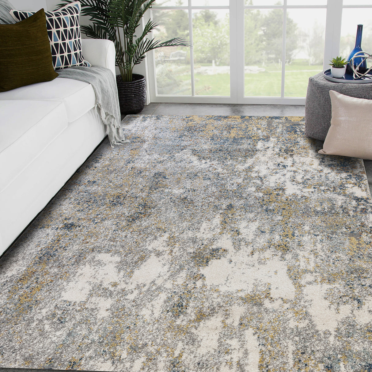Amer Rugs YAS-5 Yasmin Contemporary /Blue Runner Rug, 2'6" X 8' Area Rug