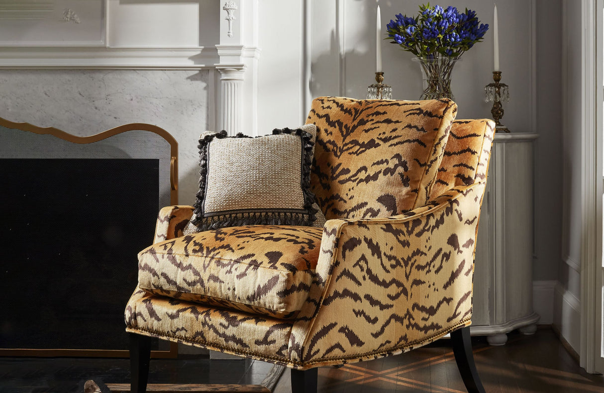 Scalamandre YS 00010691 BROWN ON GOLD TIGER - SILK Fabric - Eade's Wallpaper
