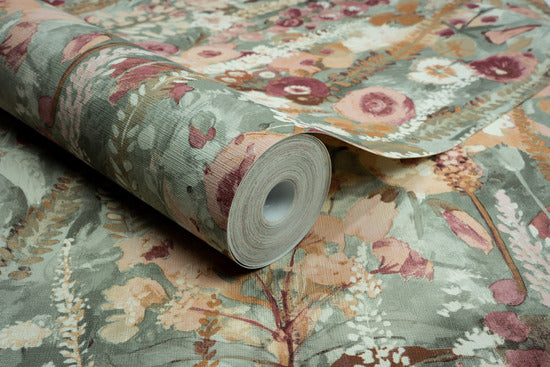 Galerie Inia Classical Floral All-over Pink Wallpaper INA746